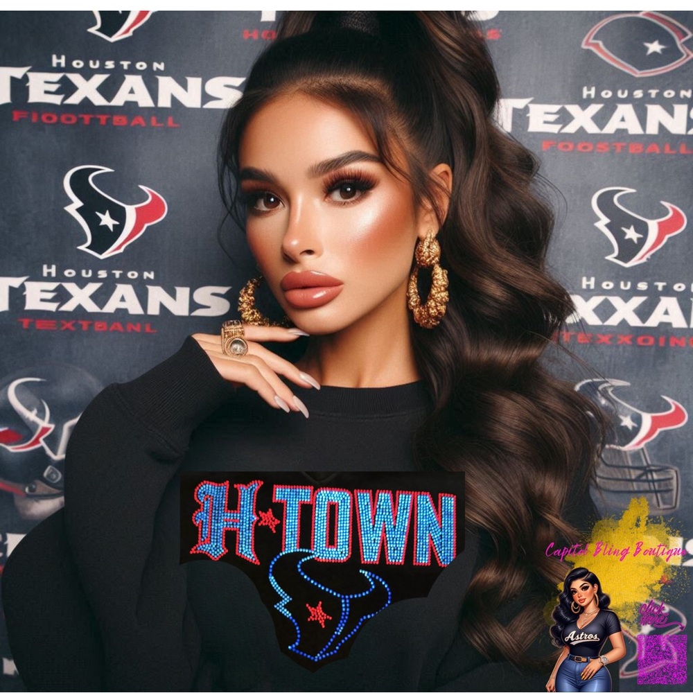 H-town sweatshirt all rhinestone